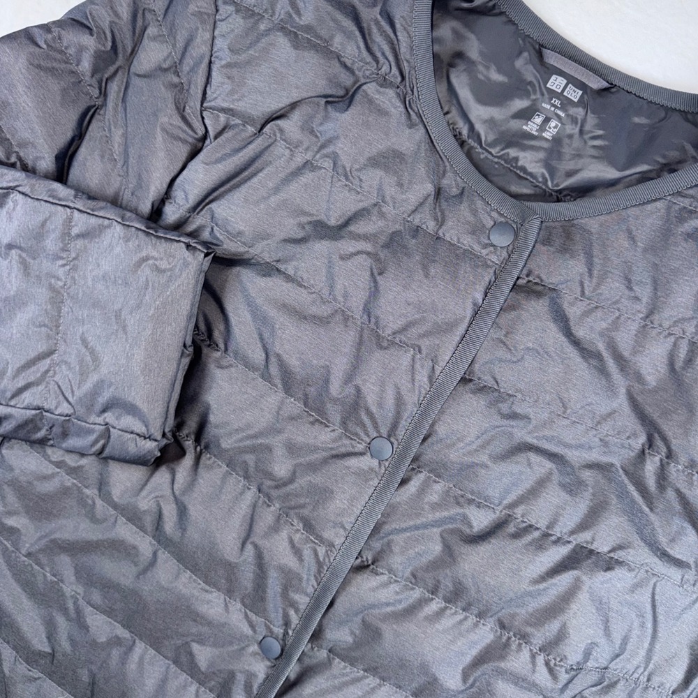 Uniqlo Ultra Light Down Coat Women XXL Gray Quilted Water Repellent Puffer